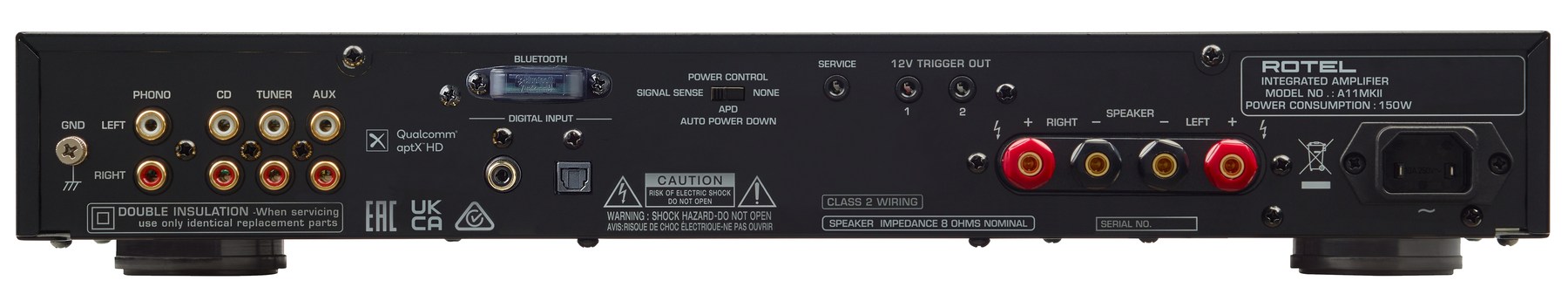 Rotel A-11 mkII zwart - achterkant - Stereo versterker