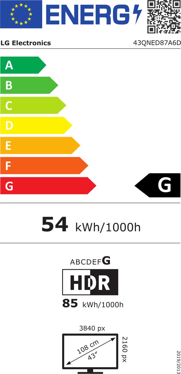 LG 43QNED87A6D - energielabel - Televisie
