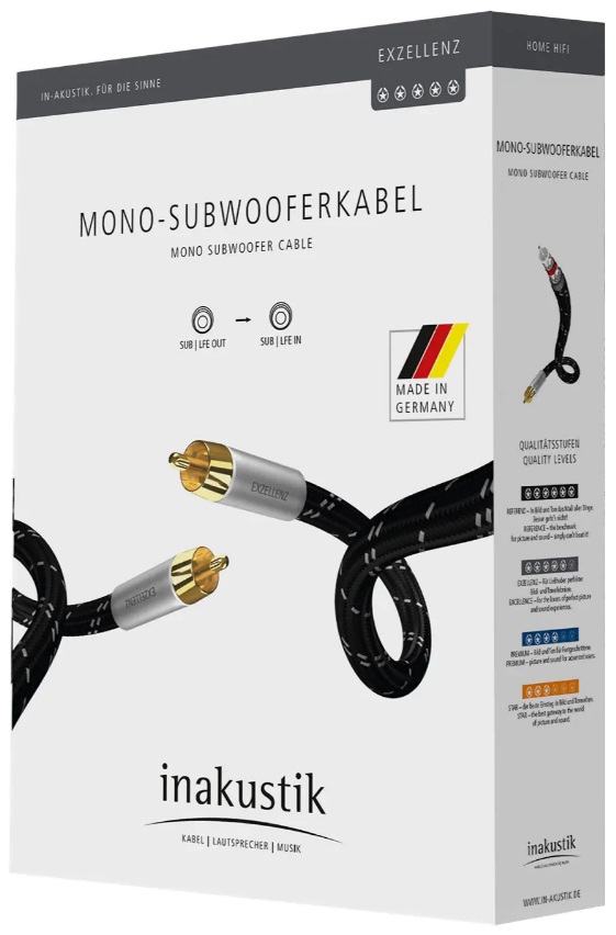 Inakustik Excellence Sub-Mono 2,0 m. - Subwooferkabel
