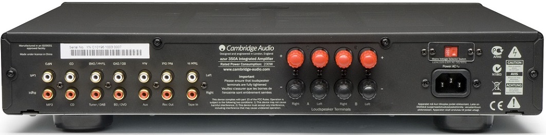 Cambridge Audio 350A zilver - achterkant - Stereo versterker