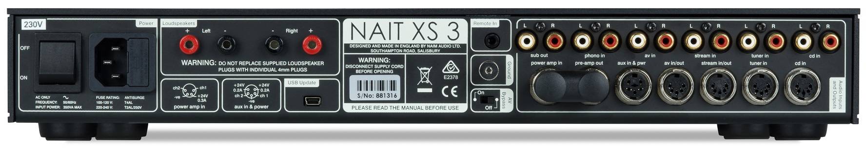 Naim Nait XS 3 - achterkant - Stereo versterker