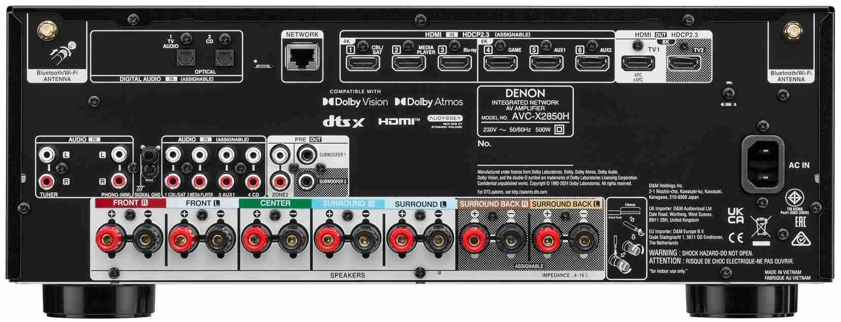 Denon AVC-X2850H zwart - achterkant - AV Receiver