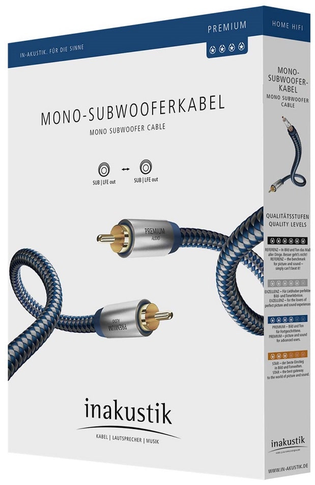Inakustik Premium Sub-Mono 2,0 m. - Subwooferkabel