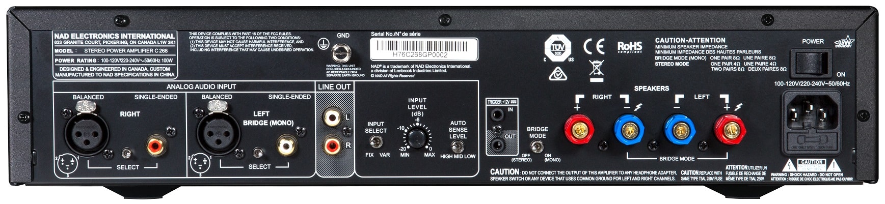 NAD C 268 graphite - achterkant - Eindversterker