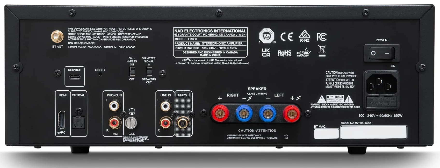 NAD C 3030 - achterkant - Stereo versterker