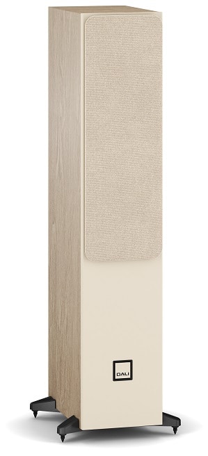 Dali Sonik 5 eiken - zij frontaanzicht met grill - Zuilspeaker