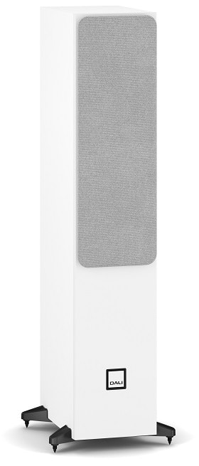 Dali Sonik 5 wit - zij frontaanzicht met grill - Zuilspeaker