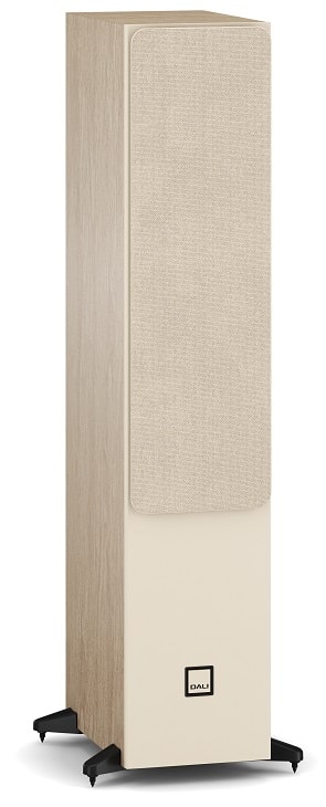 Dali Sonik 7 eiken - zij frontaanzicht met grill - Zuilspeaker