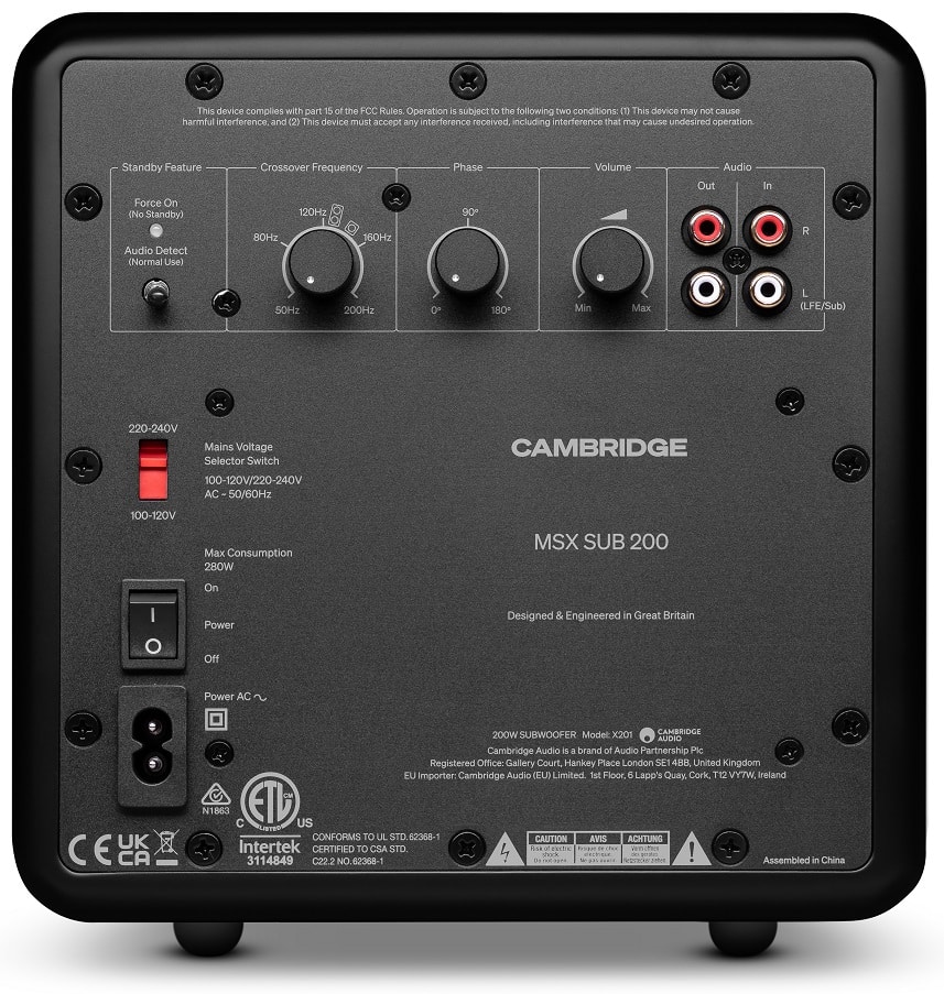Cambridge Audio MSX Sub 200 zwart - achterkant - Subwoofer