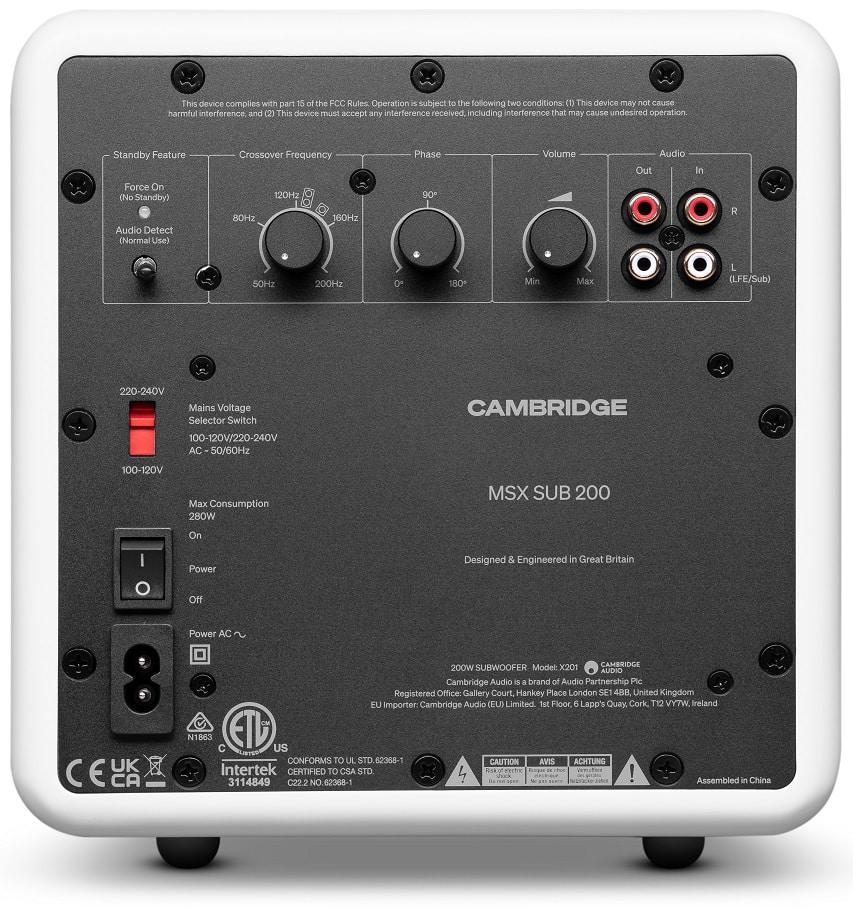 Cambridge Audio MSX Sub 200 wit - achterkant - Subwoofer