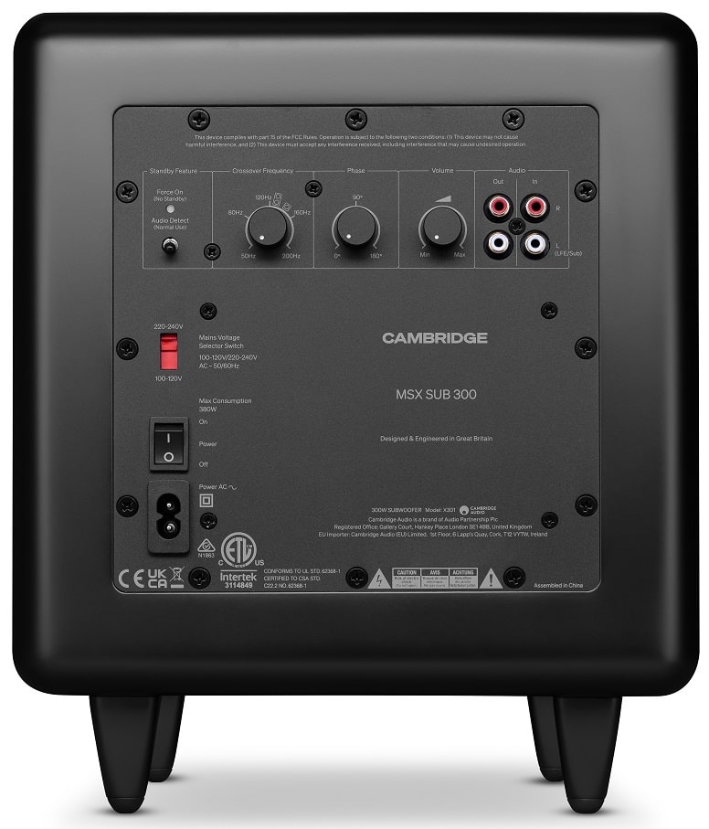 Cambridge Audio MSX Sub 300 zwart - achterkant - Subwoofer
