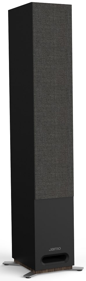 Jamo Studio S 809 zwart - zij frontaanzicht met grill - Zuilspeaker