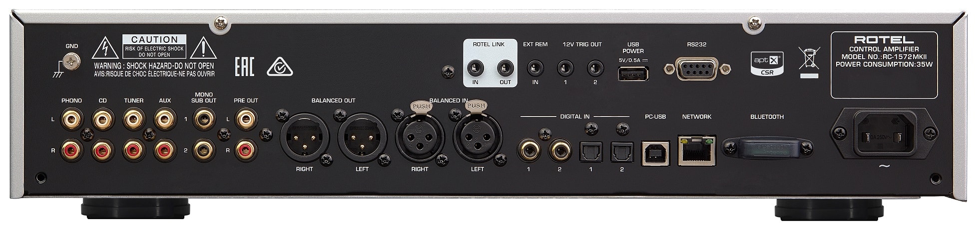 Rotel RC-1572 mkII zwart (inruil) - achterkant - Voorversterker